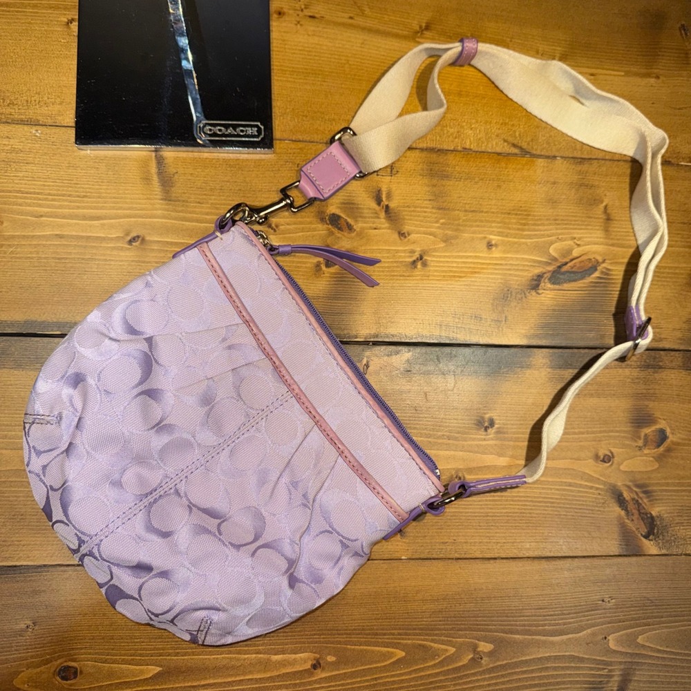 Coach Lavender Signature Jacquard Crossbody File Bag Purple Lilac Small